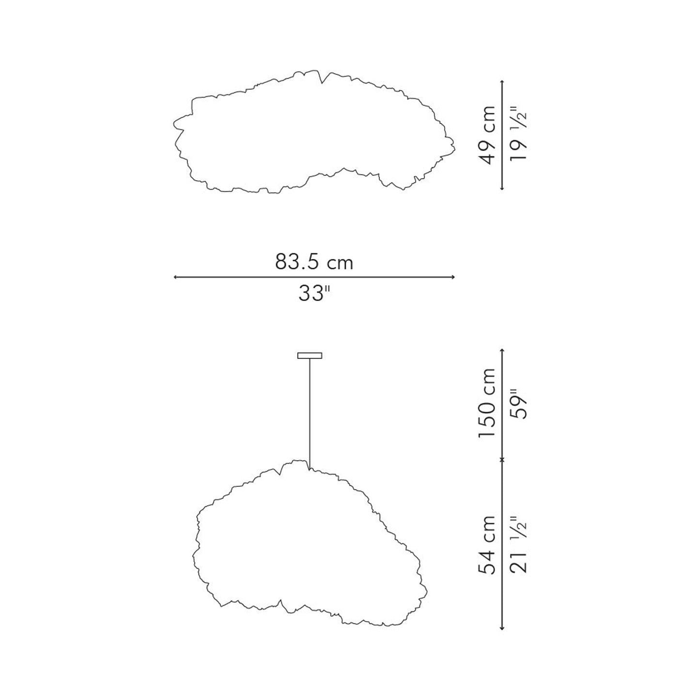 Barnacle Pendant Light - line drawing.