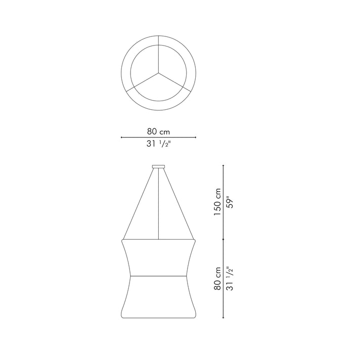 Carousel Pendant Light - line drawing.