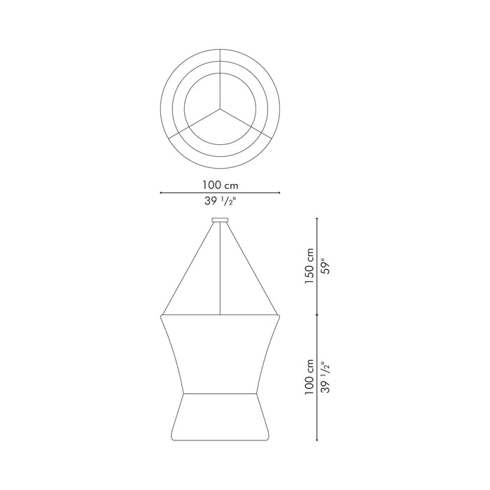 Carousel Pendant Light - line drawing.