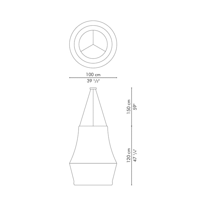 Carousel Pendant Light - line drawing.