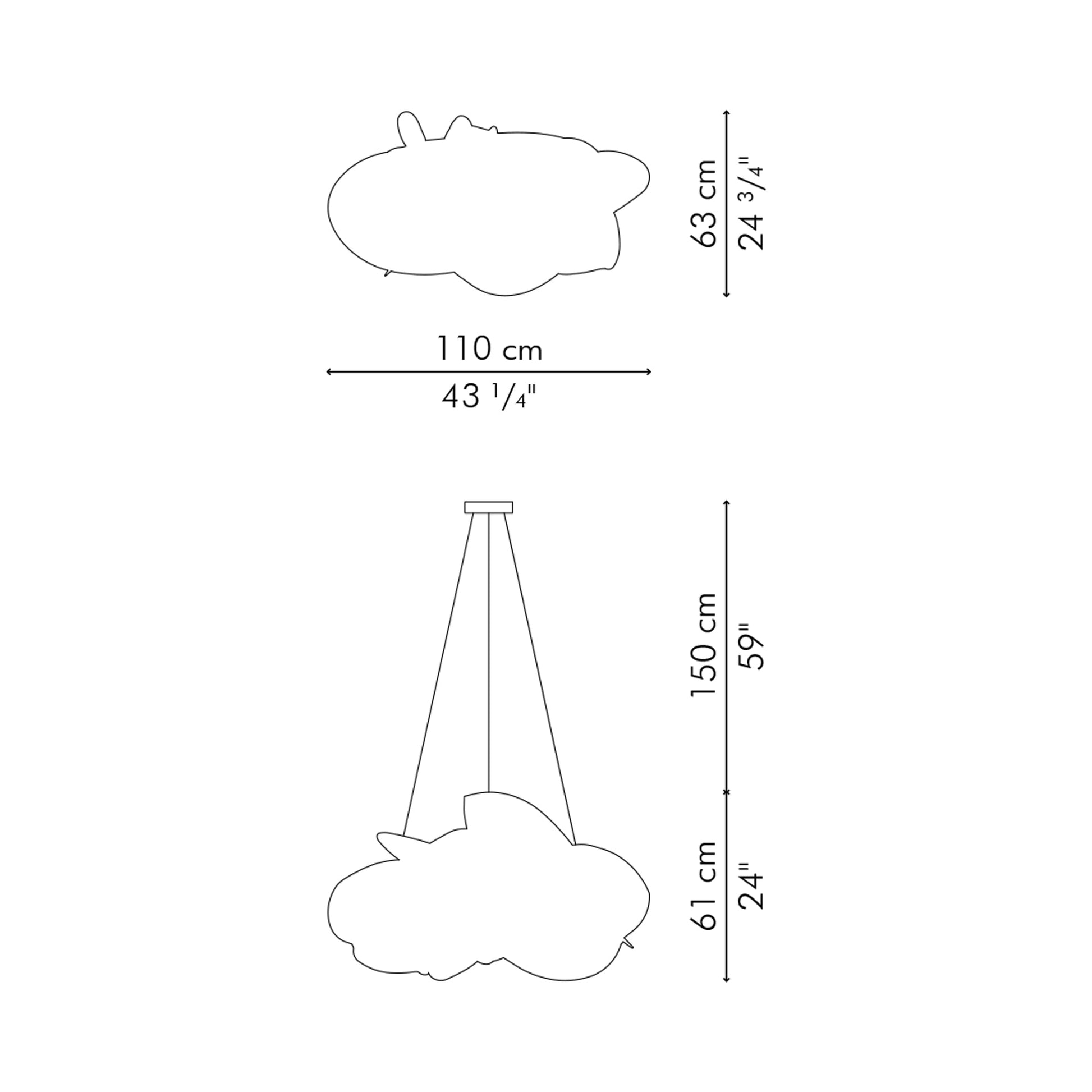 Cloud Pendant Light - line drawing.