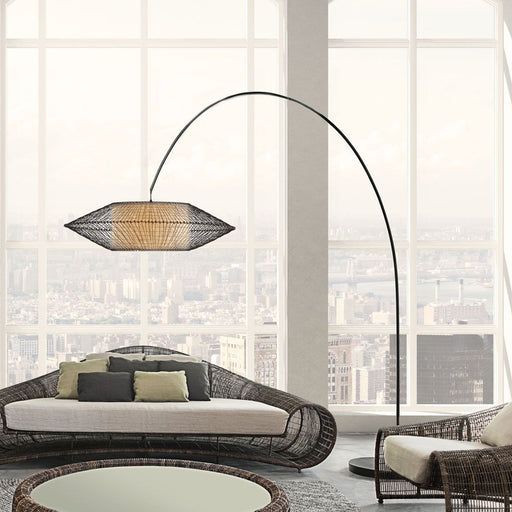 Kai Arc Floor Lamp in living room.