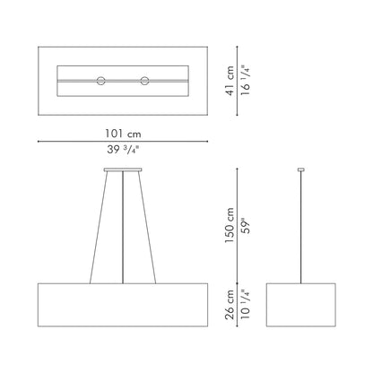 Kai Linear Chandelier - line drawing.