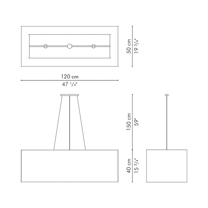 Kai Linear Chandelier - line drawing.