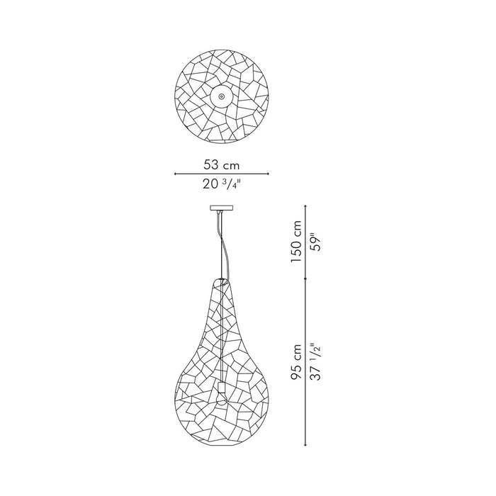 Kris Kros Pendant Light - line drawing.