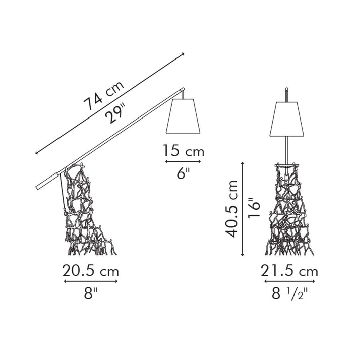 Little People Boom Town Table Lamp - line drawing.