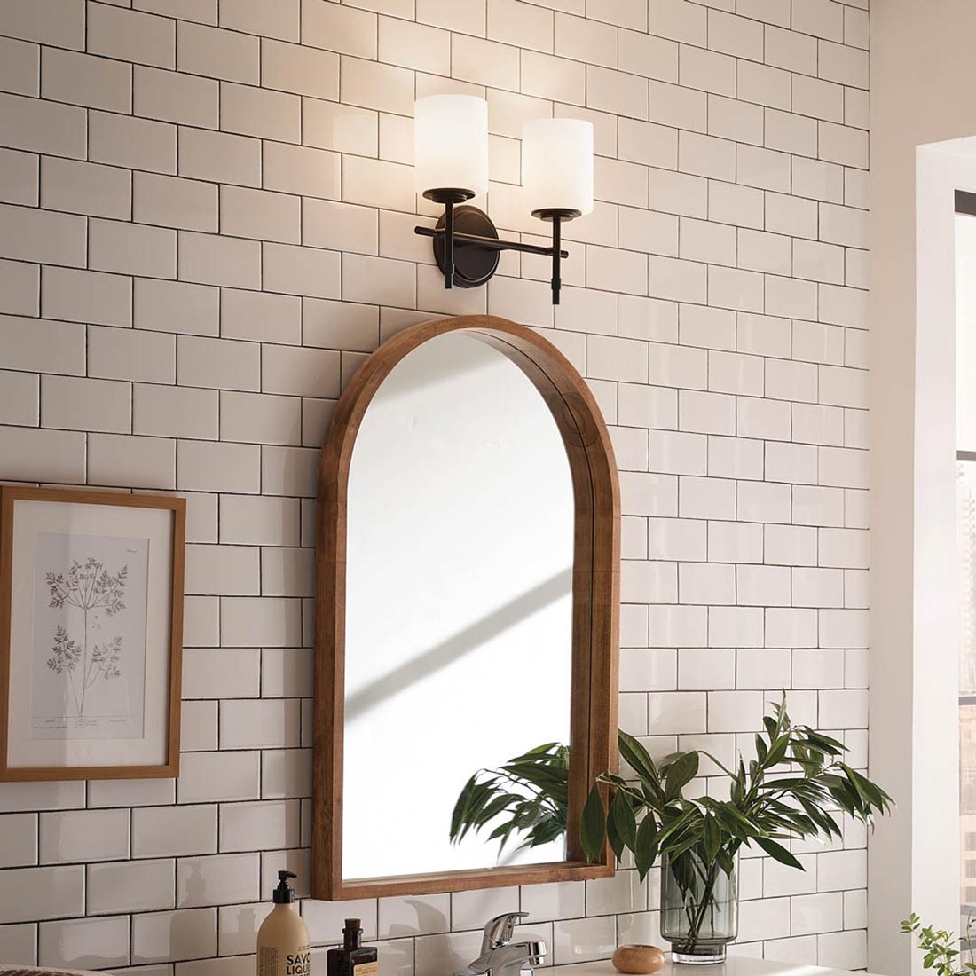 Ali Bath Vanity Light in bathroom.