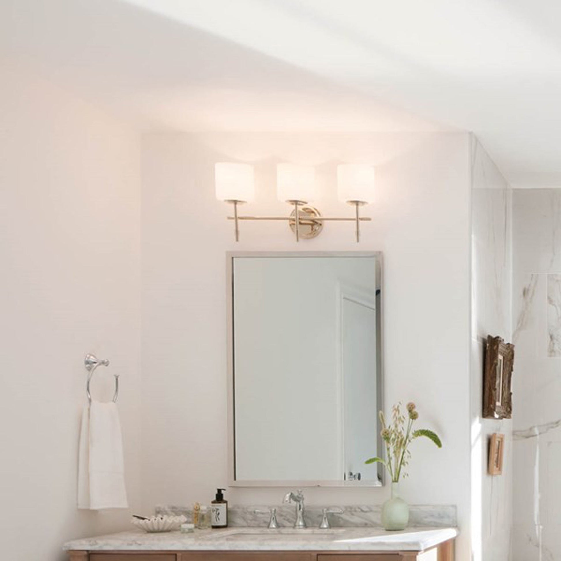 Ali Bath Vanity Light in bathroom.