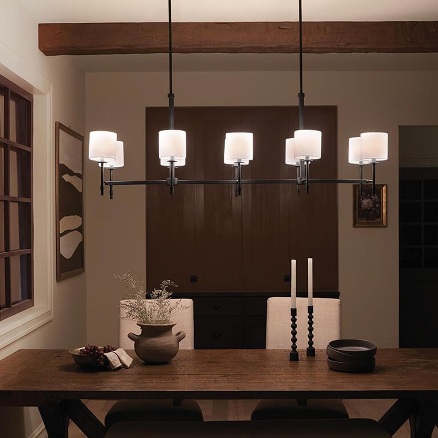 Ali Linear Pendant Light in dining room.