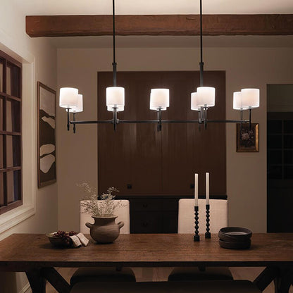 Ali Linear Pendant Light in dining room.