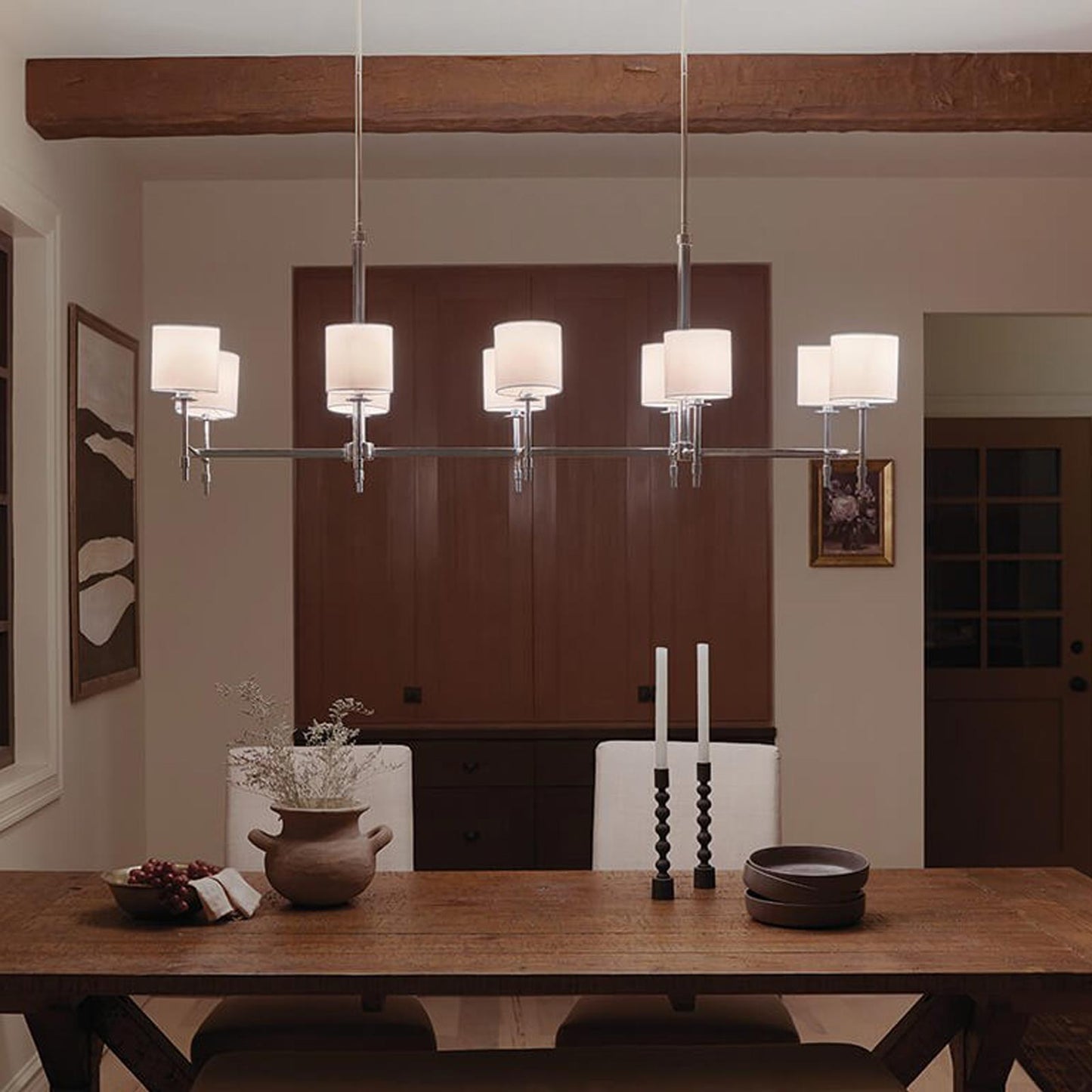 Ali Linear Pendant Light in dining room.