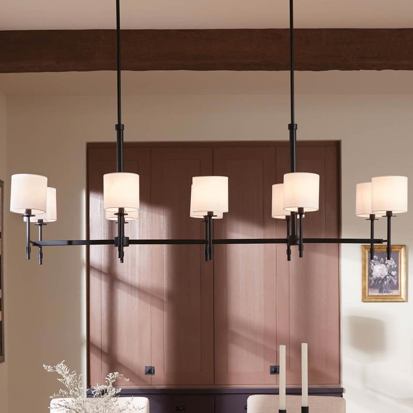 Ali Linear Pendant Light in dining room.