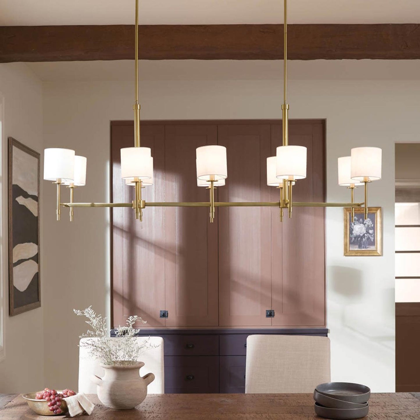 Ali Linear Pendant Light in dining room.
