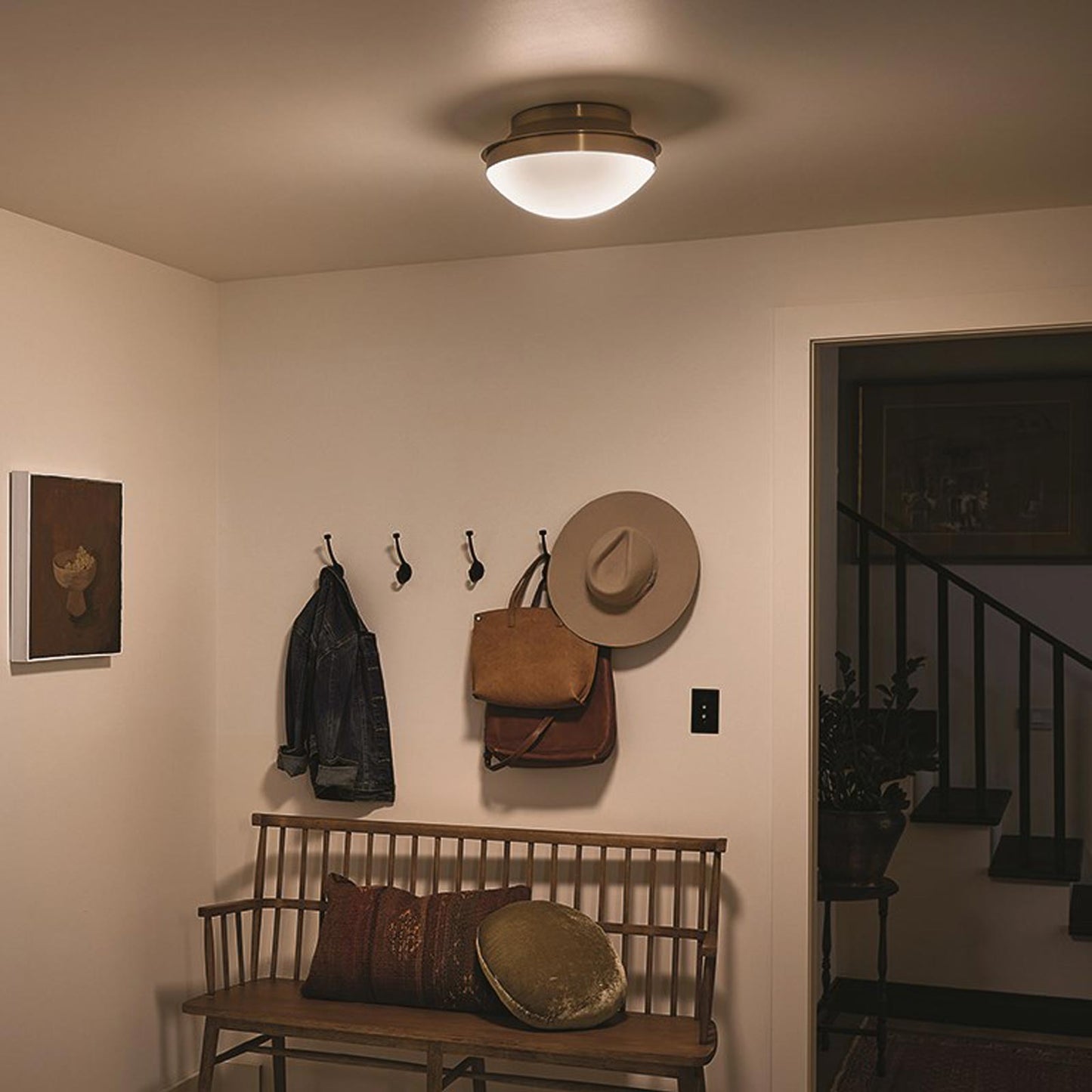 Bretta Flush Mount Ceiling Light in living room.