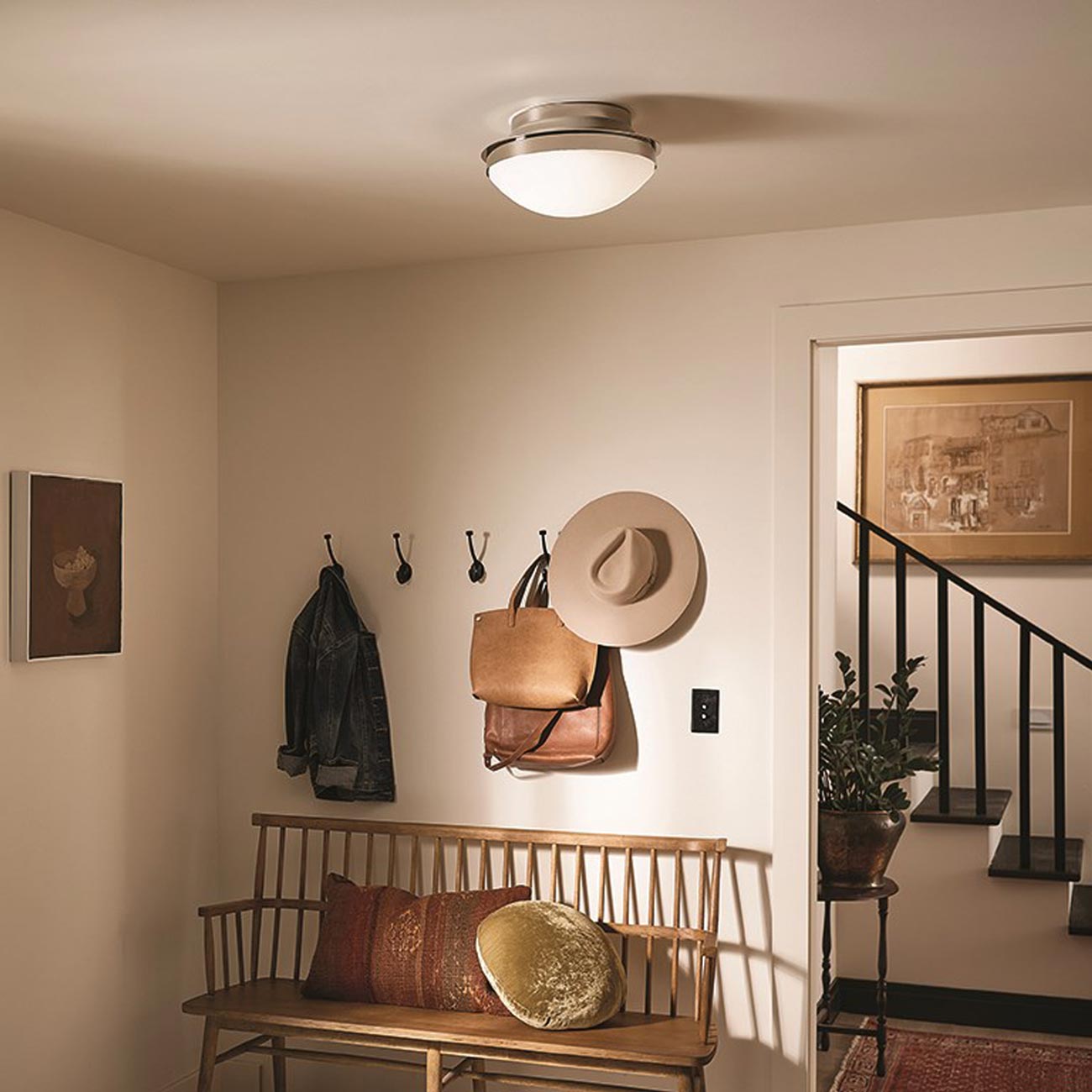 Bretta Flush Mount Ceiling Light in living room.