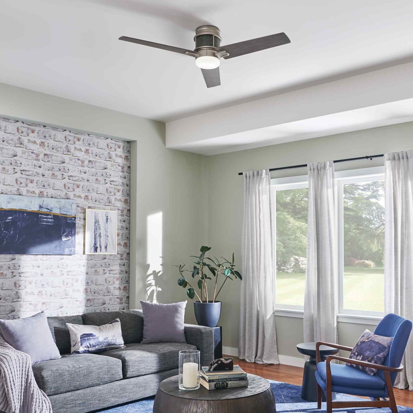 Chiara LED Ceiling Fan in living room.