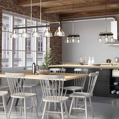 Eastmont Linear Chandelier in dining room.