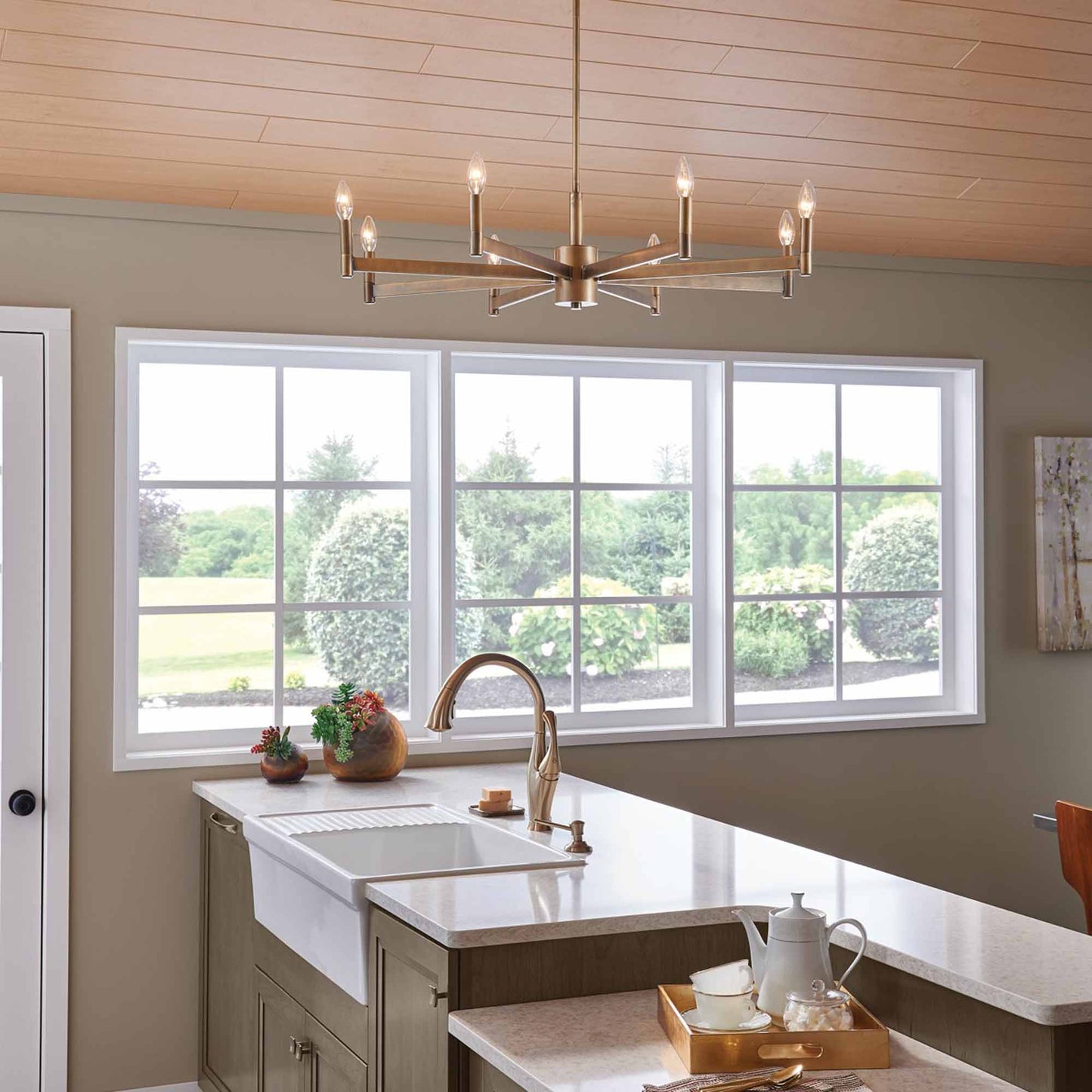 Erzo Chandelier in kitchen.