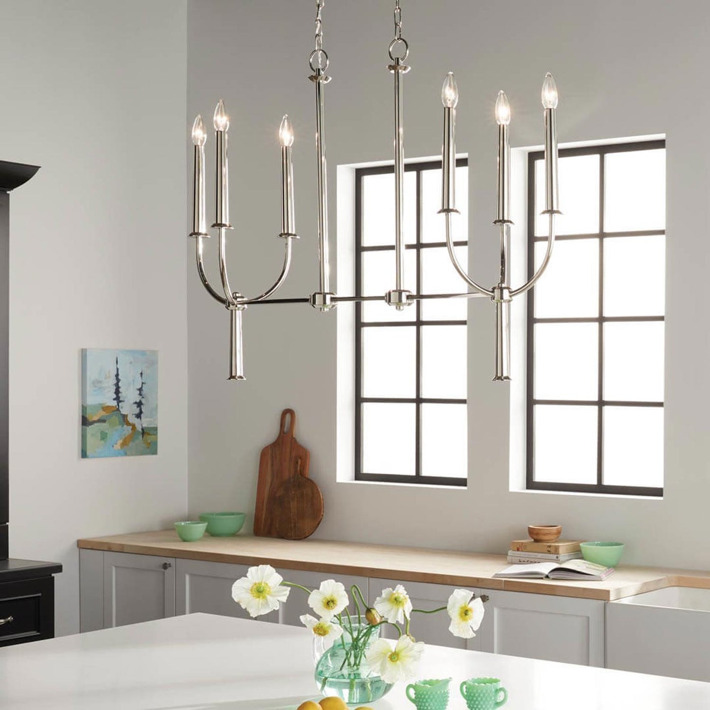 Florence Linear Pendant Light in dining room.