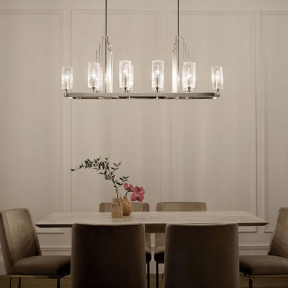 Kimrose Linear Pendant Light in dining room.