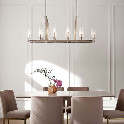 Kimrose Linear Pendant Light in dining room.