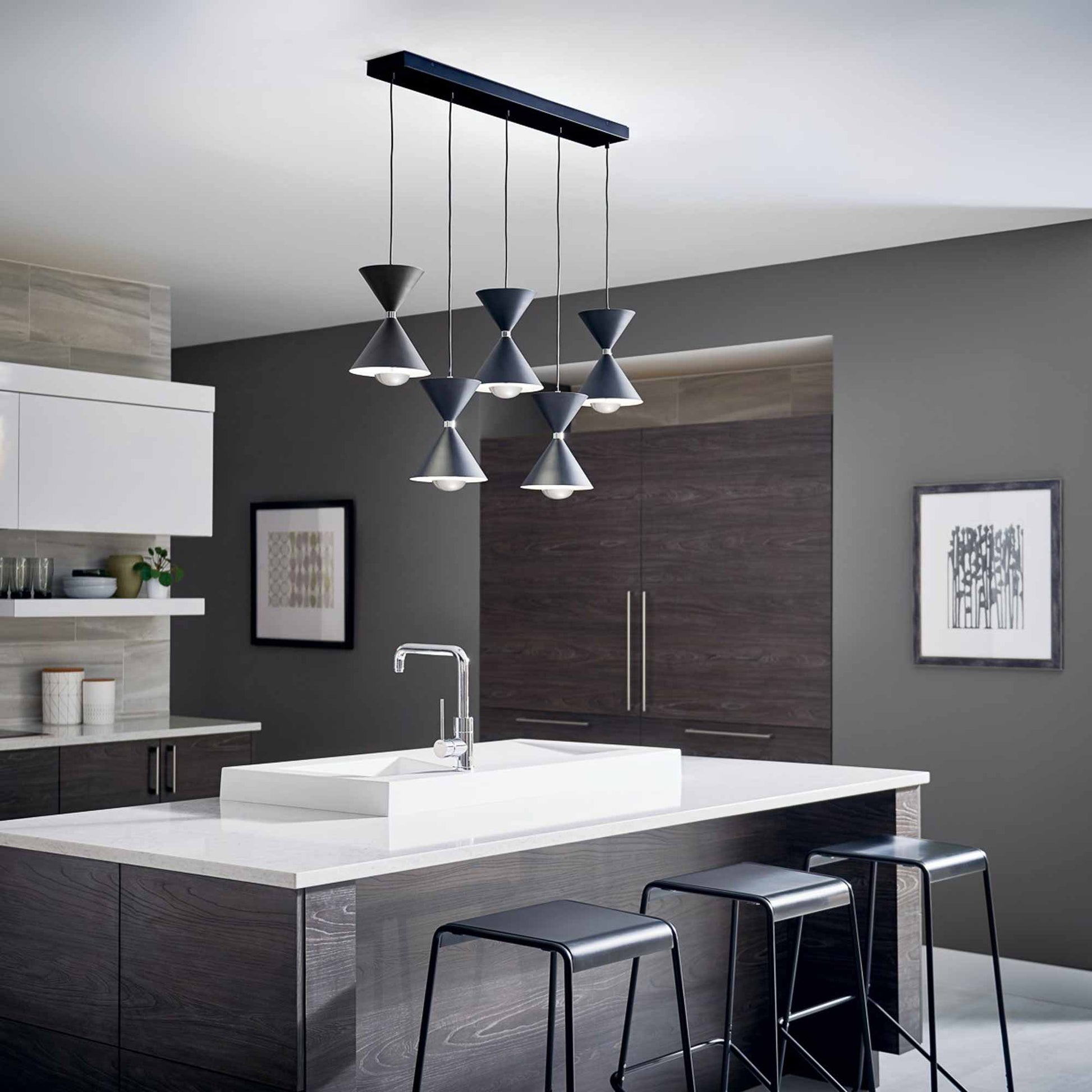 Kordan LED Linear Pendant Light in kitchen.