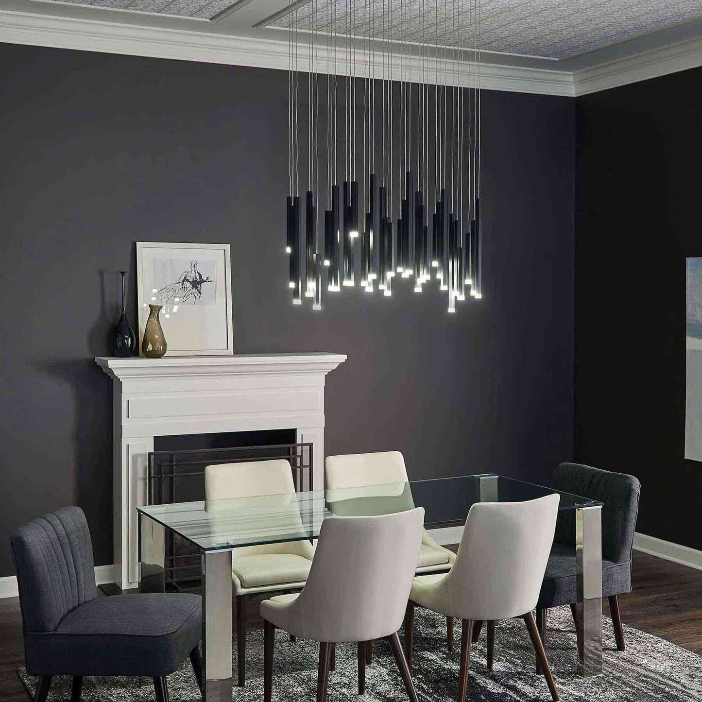 Soho LED Linear Pendant Light in living room.