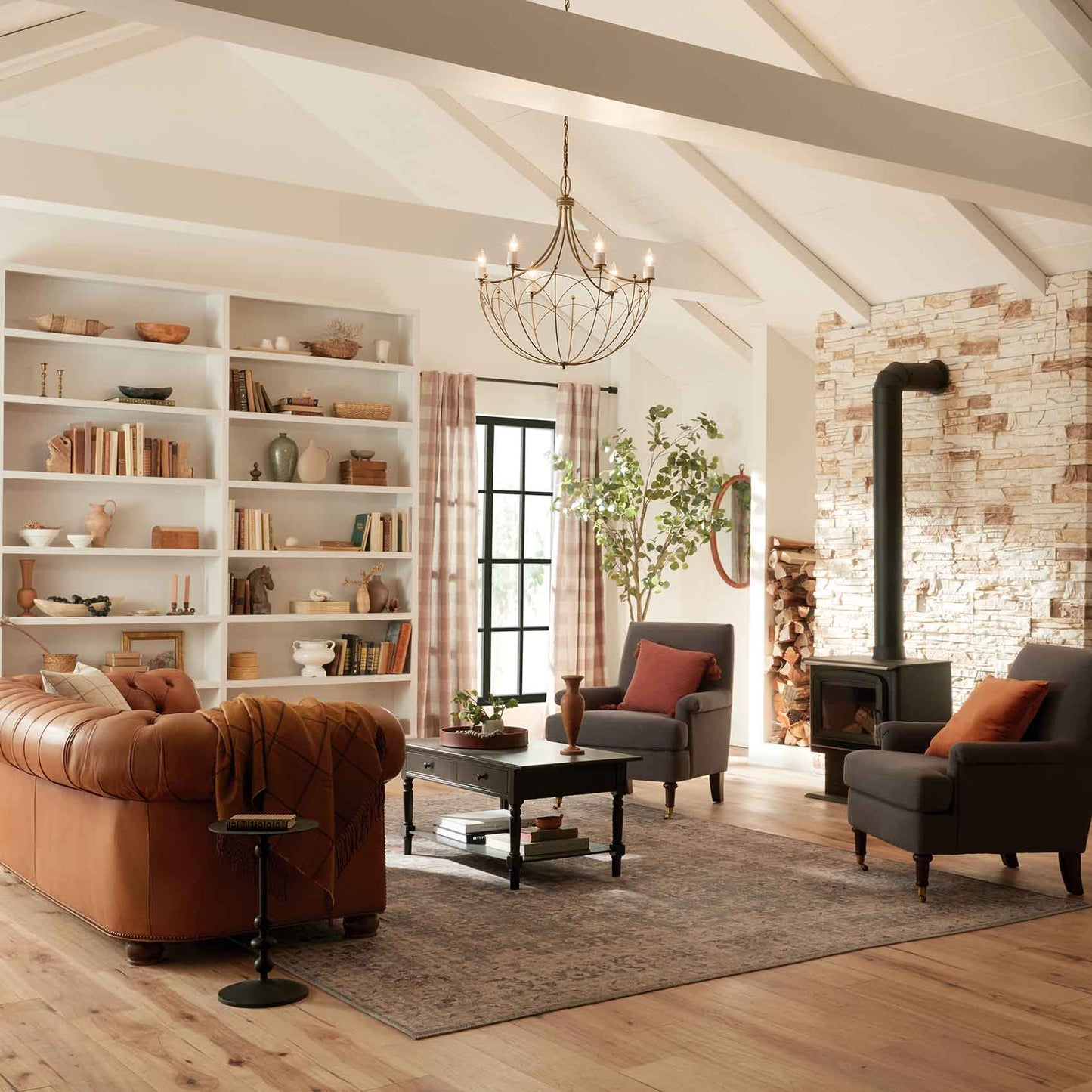 Topiary Chandelier in living room.