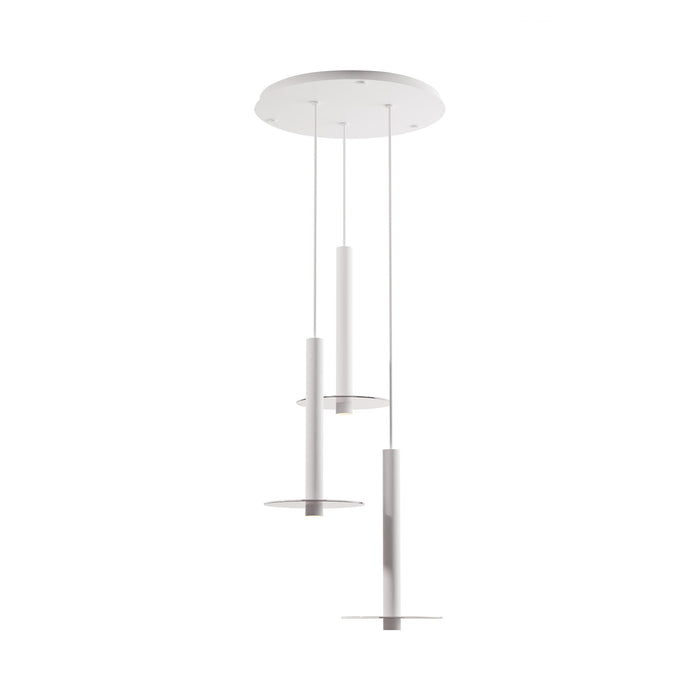 Combi Circular 3 LED Glass Pendant Light in Matte White/Clear (16-Inch).