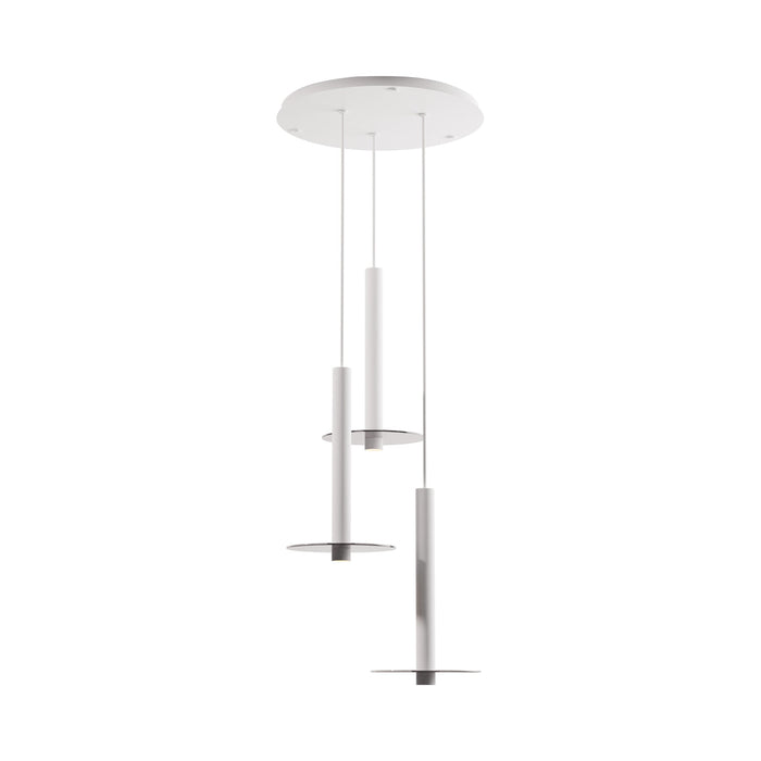 Combi Circular 3 LED Glass Pendant Light in Matte White/Dark Grey (16-Inch).