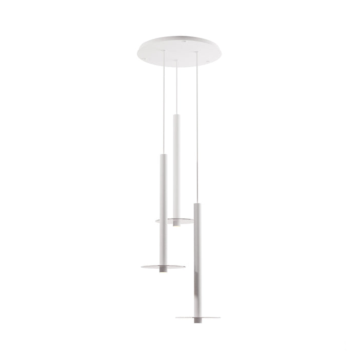 Combi Circular 3 LED Glass Pendant Light in Matte White/Clear (24-Inch).