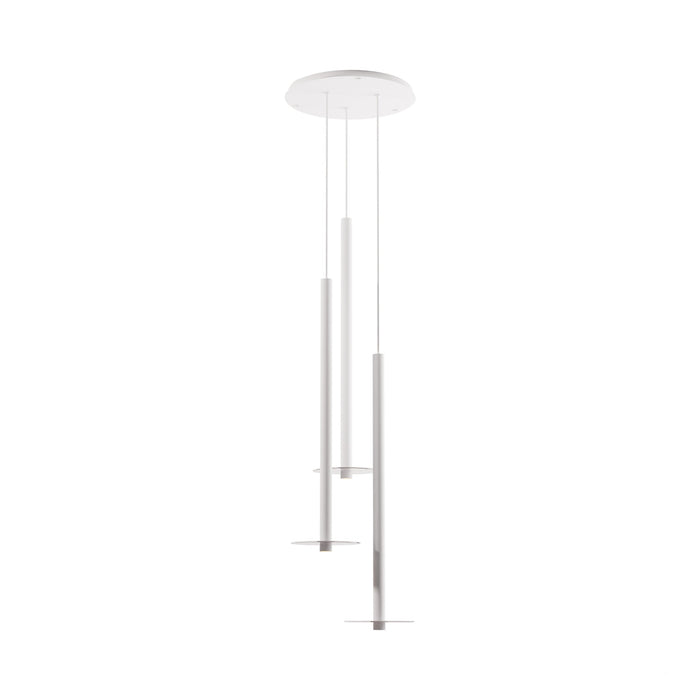 Combi Circular 3 LED Glass Pendant Light in Matte White/Clear (36-Inch).