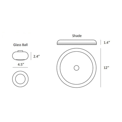 Combi Globe LED Aluminum Pendant Light - line drawing.