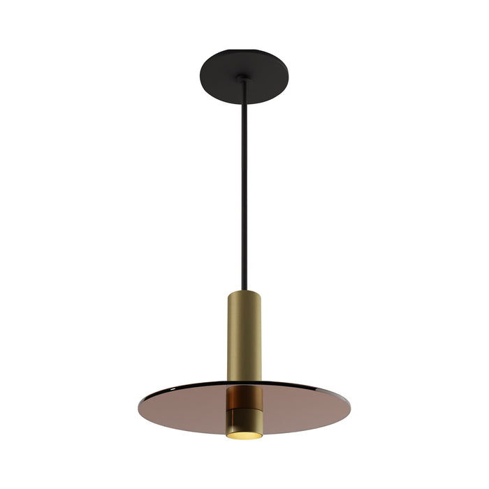 Combi LED Glass Pendant Light in Brass/Tea Brown (6-Inch).