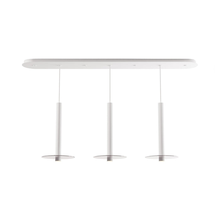 Combi Linear 3 LED Glass Pendant Light in Matte White/Clear(16-Inch).