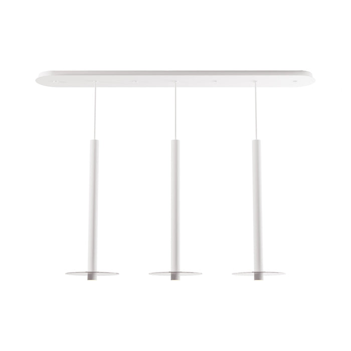 Combi Linear 3 LED Glass Pendant Light in Matte White/Clear(24-Inch).