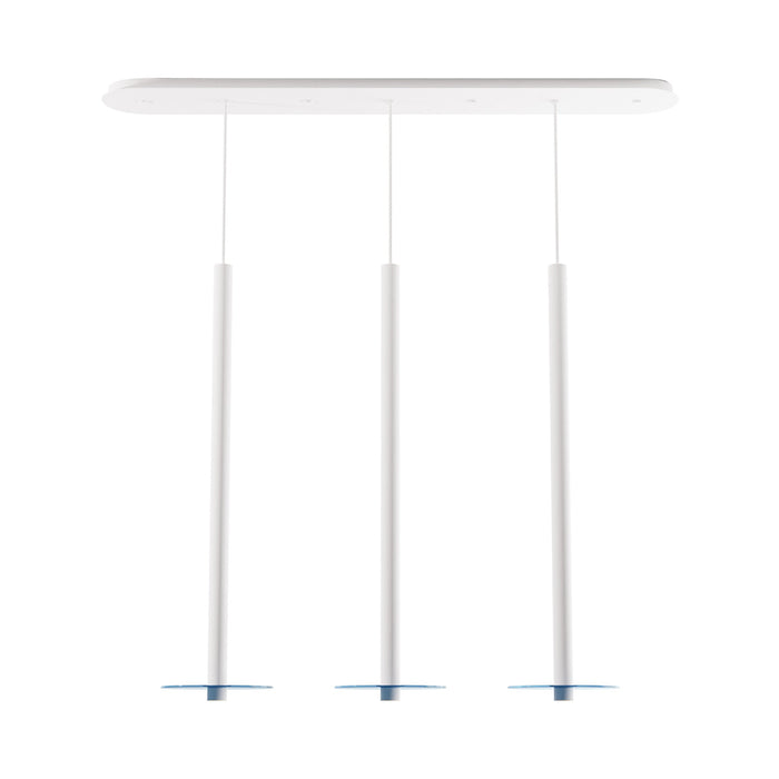 Combi Linear 3 LED Glass Pendant Light in Matte White/Turquiose(36-Inch).