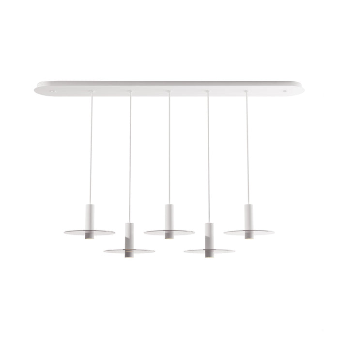 Combi Linear 5 LED Glass Pendant Light in Matte White/Clear (6-Inch).