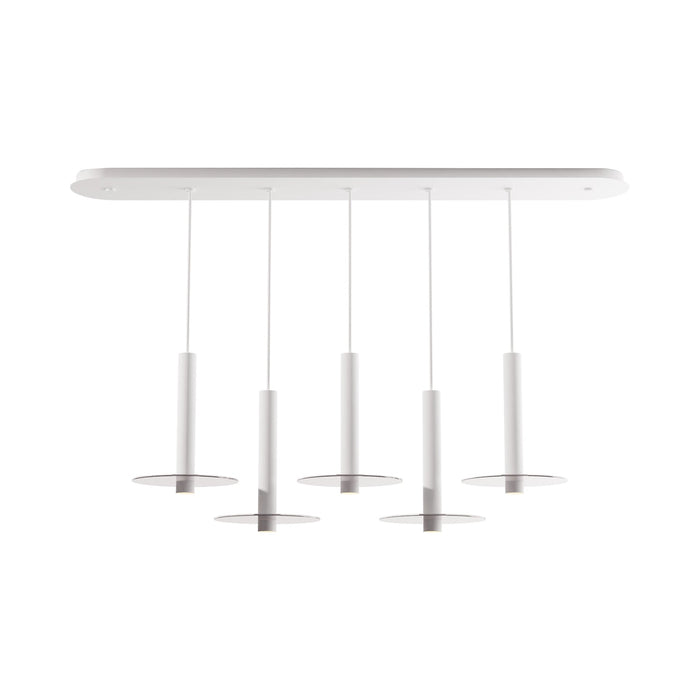 Combi Linear 5 LED Glass Pendant Light in Matte White/Clear (12-Inch).