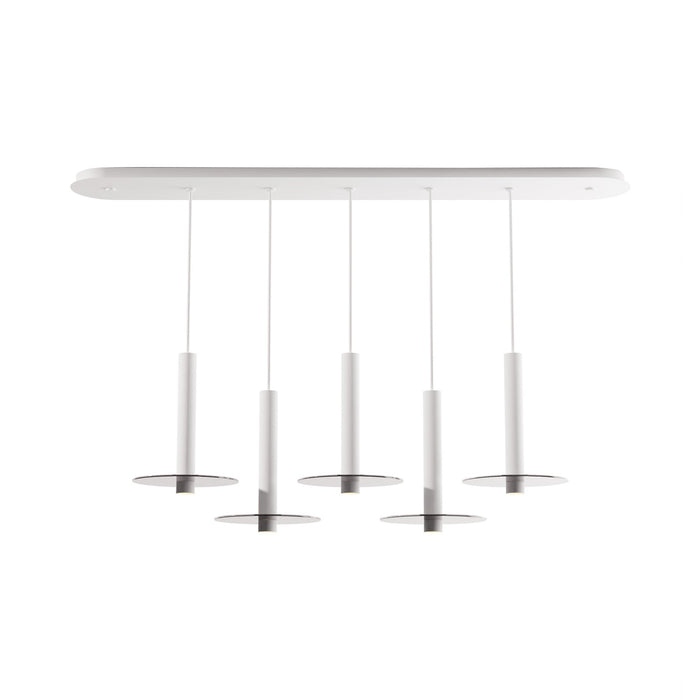 Combi Linear 5 LED Glass Pendant Light in Matte White/Dark Grey (12-Inch).