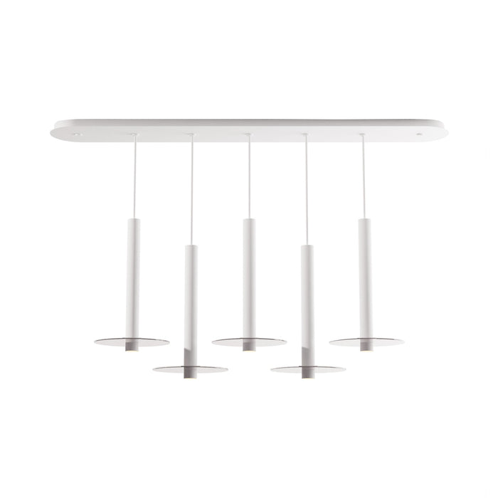 Combi Linear 5 LED Glass Pendant Light in Matte White/Clear (16-Inch).