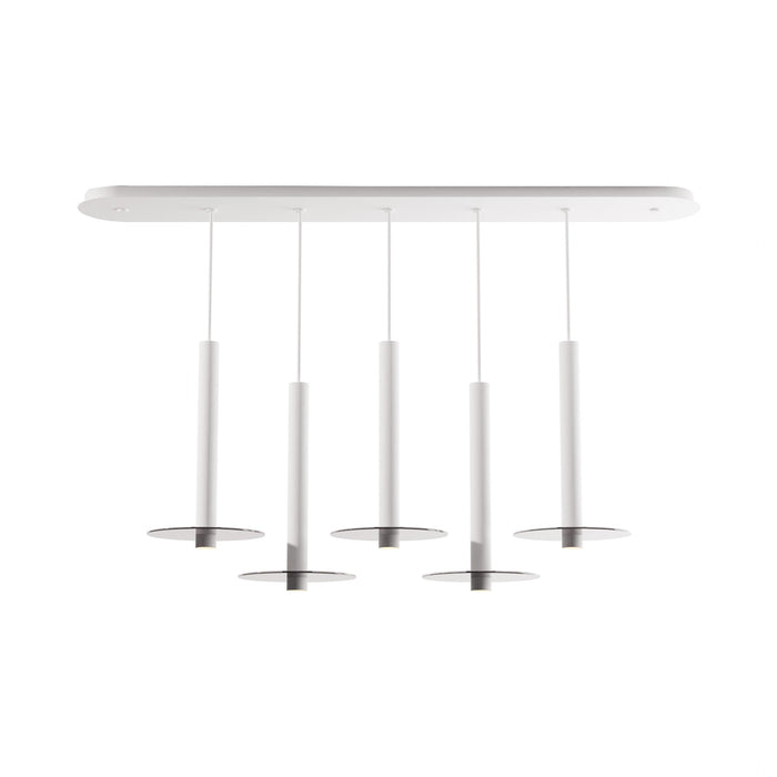 Combi Linear 5 LED Glass Pendant Light in Matte White/Dark Grey (16-Inch).