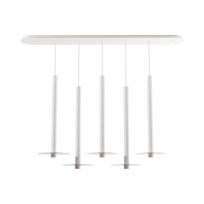 Combi Linear 5 LED Glass Pendant Light in Matte White/Clear (24-Inch).