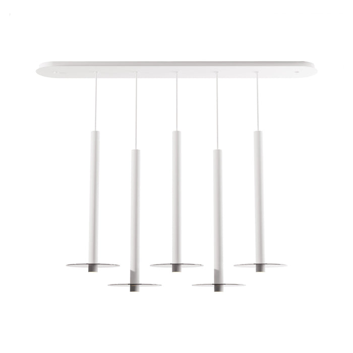 Combi Linear 5 LED Glass Pendant Light in Matte White/Dark Grey (24-Inch).