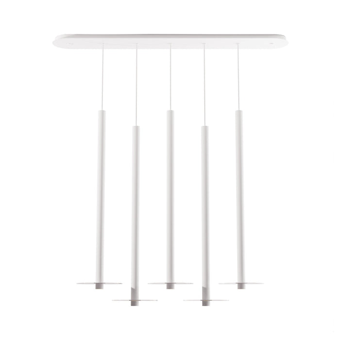 Combi Linear 5 LED Glass Pendant Light in Matte White/Clear (36-Inch).