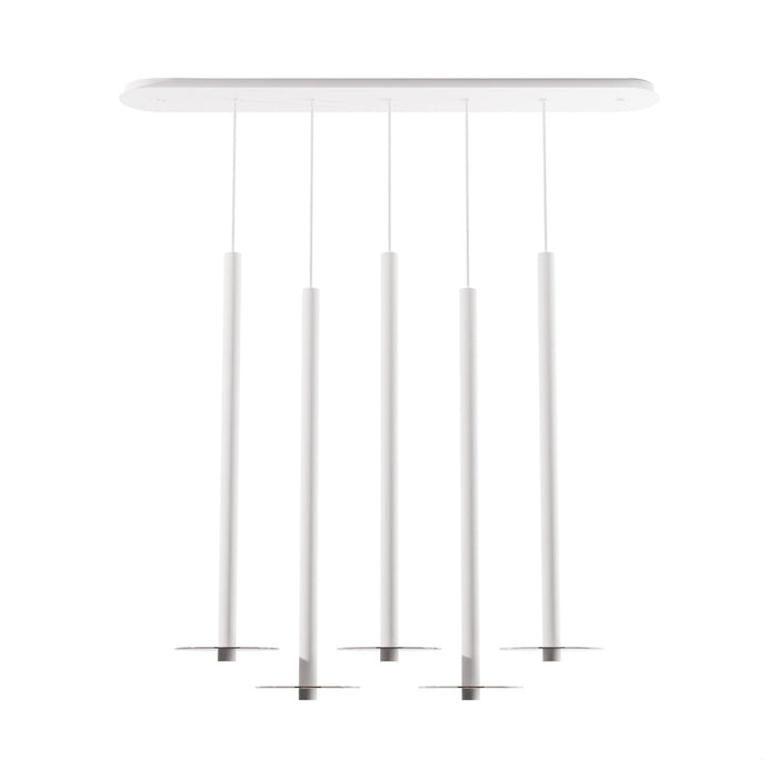 Combi Linear 5 LED Glass Pendant Light in Matte White/Dark Grey (36-Inch).