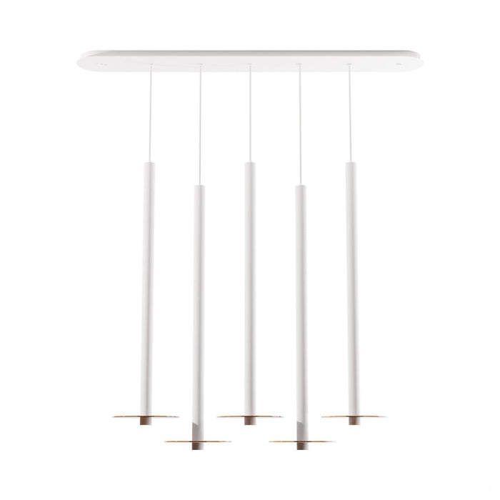 Combi Linear 5 LED Glass Pendant Light in Matte White/Tea Brown (36-Inch).