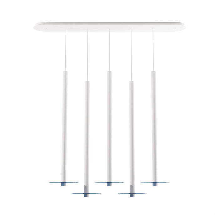 Combi Linear 5 LED Glass Pendant Light in Matte White/Turquiose (36-Inch).