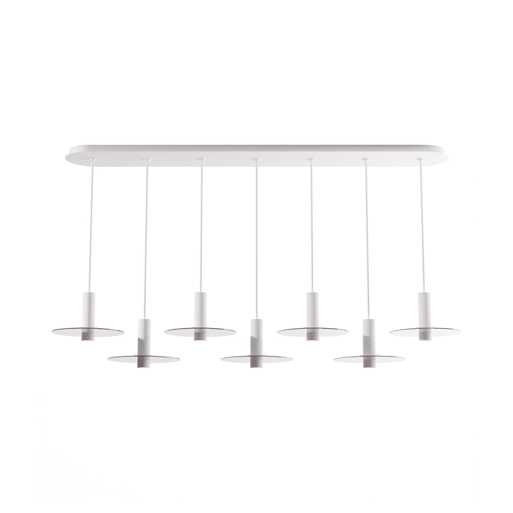 Combi Linear 7 LED Glass Pendant Light in Matte White/Clear (6-Inch).