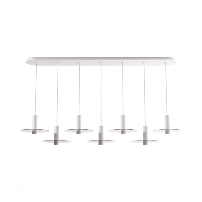 Combi Linear 7 LED Glass Pendant Light in Matte White/Clear (6-Inch).
